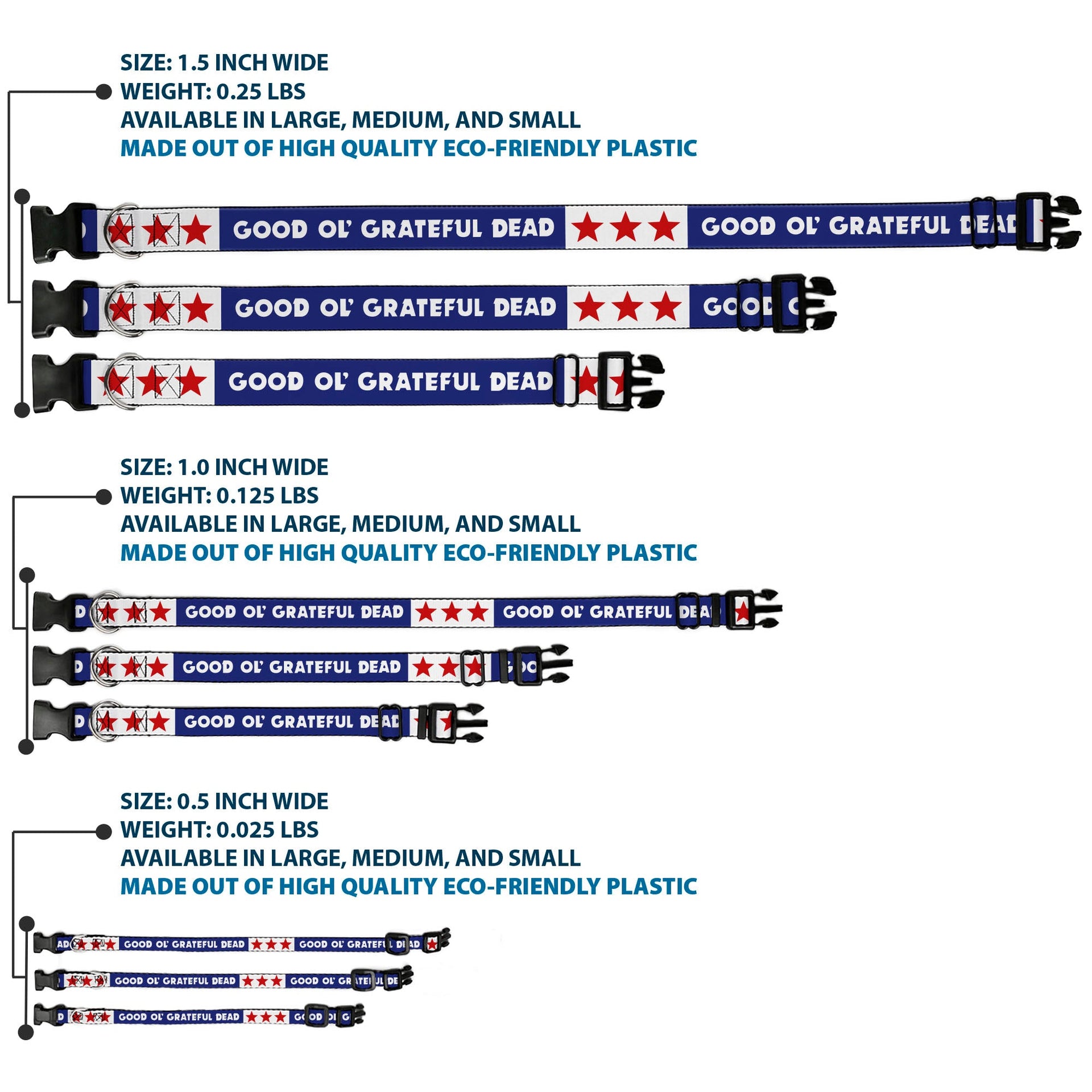 Grateful Dead Dog Collar | "Good Ol' Grateful Dead" Text