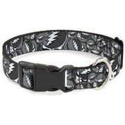 Grateful Dead Dog Collar | Gray Steal Your Face Stacked