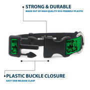 Grateful Dead Dog Collar | Green/Black Text + Skull & Roses