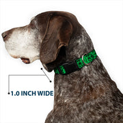 Grateful Dead Dog Collar | Green/Black Text + Skull & Roses
