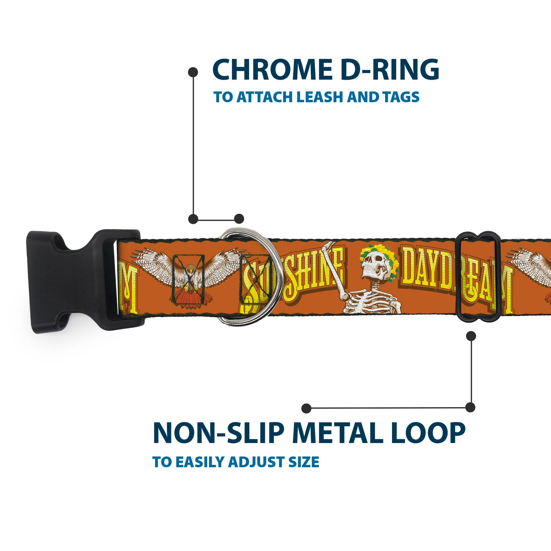 Grateful Dead Dog Collar | Orange Sunshine Daydream