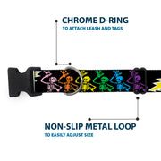 Grateful Dead Dog Collar | Rainbow Script Text with Dancing Bears + Skeletons