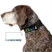Grateful Dead Dog Collar | Rainbow Script Text with Dancing Bears + Skeletons