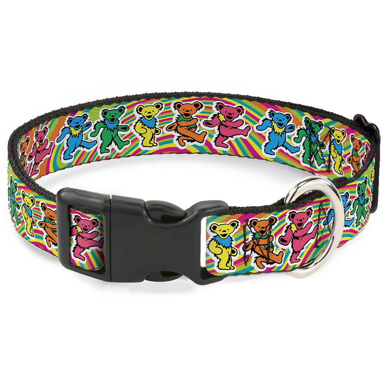 Grateful Dead Dog Collar | Rainbow Tie Dye Swirl Dancing Bears