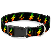 Grateful Dead Dog Collar | Rasta Steal Your Face + Lightning Bolts