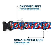 Grateful Dead Dog Collar | Steal Your Face Stacked (Classic Blue)
