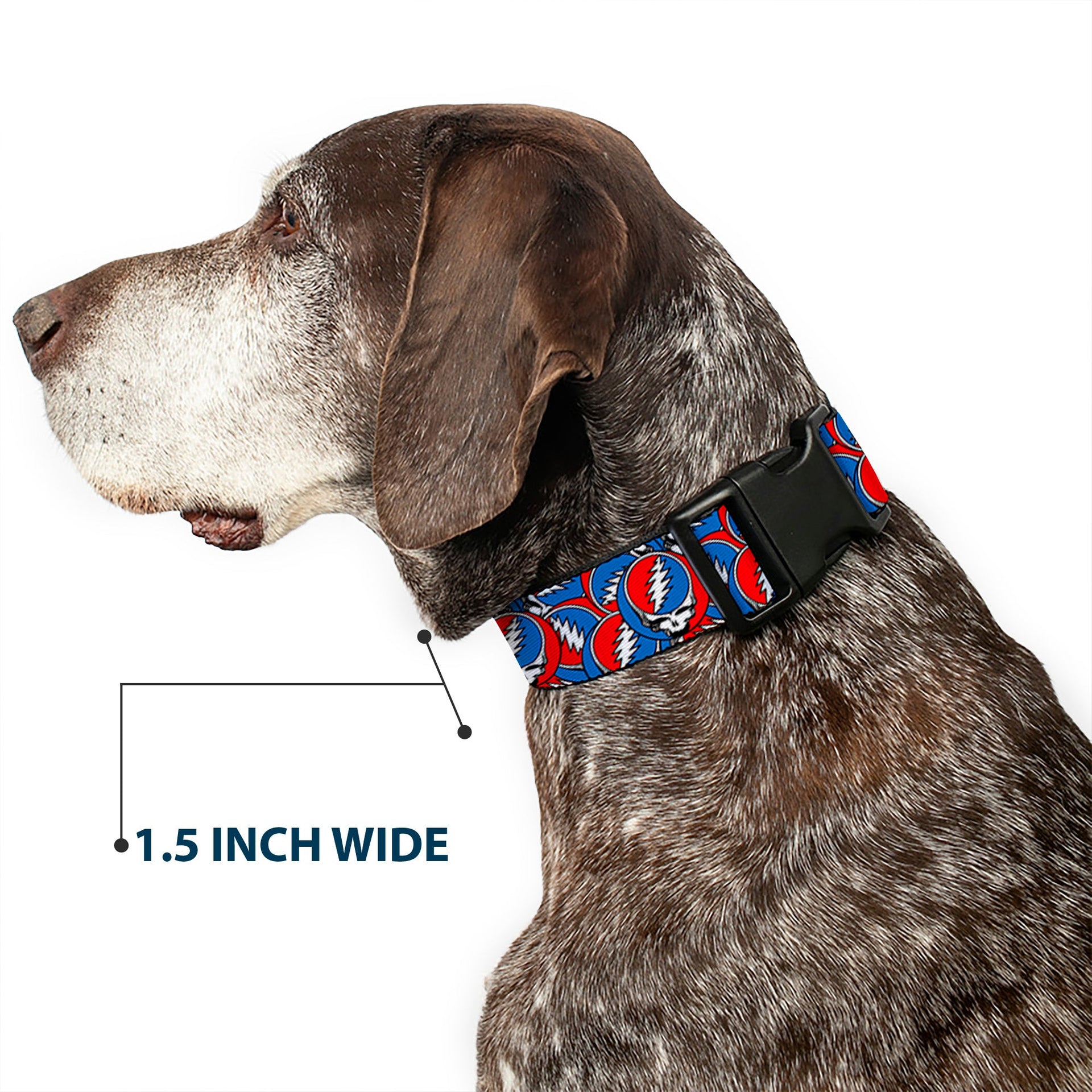 Grateful Dead Dog Collar | Steal Your Face Stacked (Classic Blue)