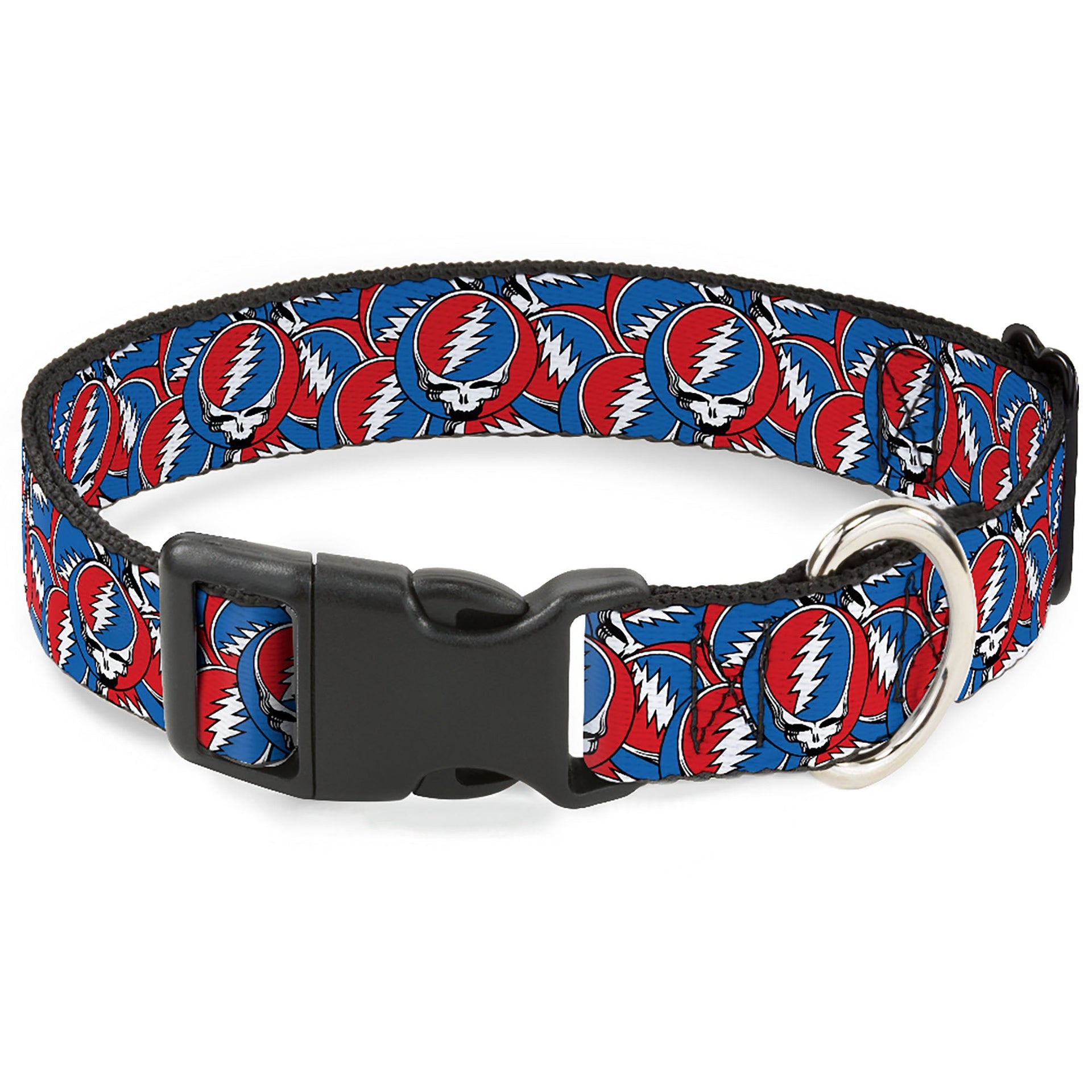 Grateful Dead Dog Collar | Steal Your Face Stacked (Classic Blue)