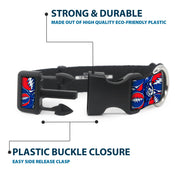 Grateful Dead Dog Collar | Steal Your Face Stacked (Deep Blue)