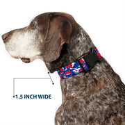 Grateful Dead Dog Collar | Steal Your Face Stacked (Deep Blue)