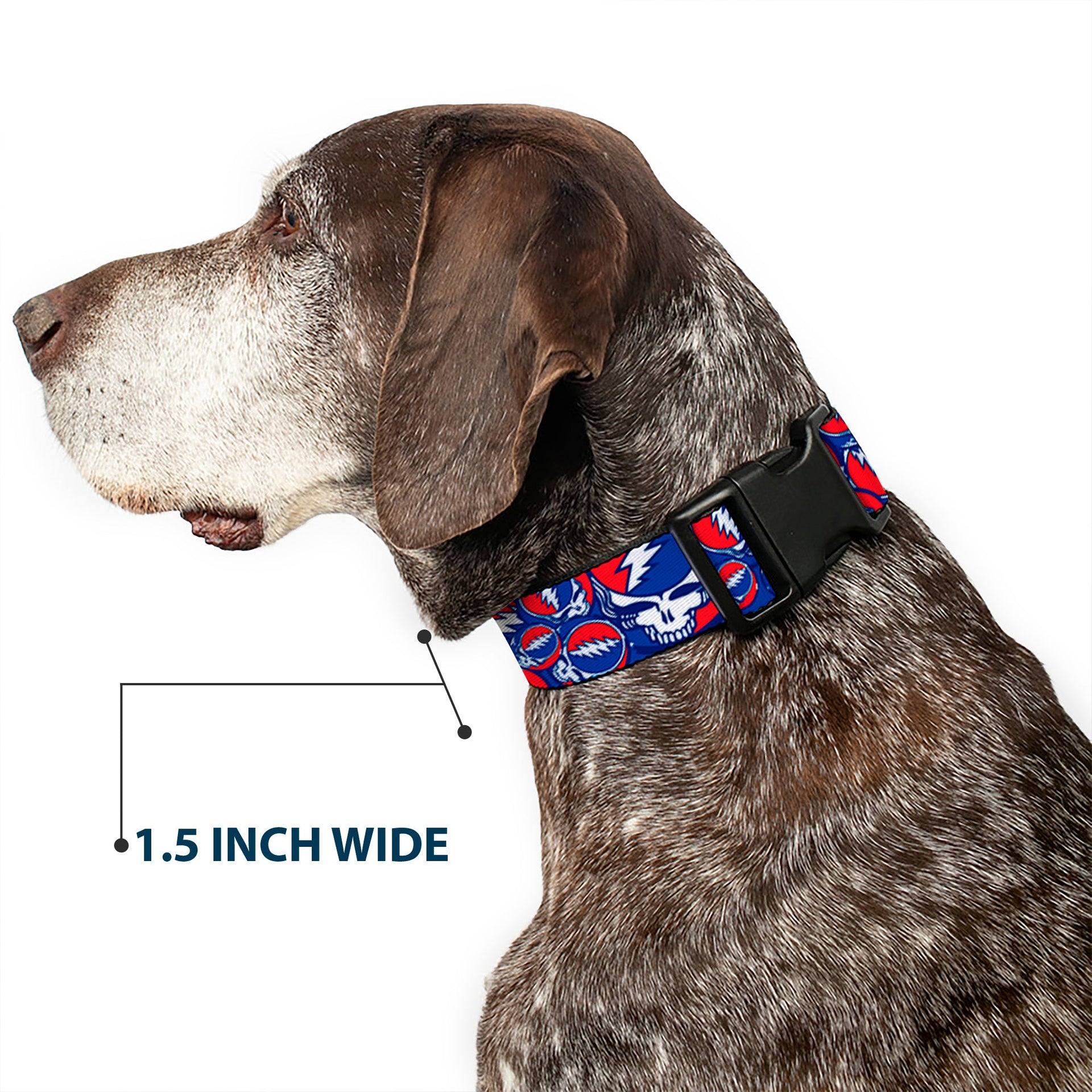 Grateful Dead Dog Collar | Steal Your Face Stacked (Deep Blue)