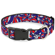 Grateful Dead Dog Collar | Steal Your Face Stacked (Deep Blue)