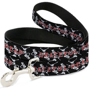Grateful Dead Dog Leash | Black Text + Dancing Skeletons