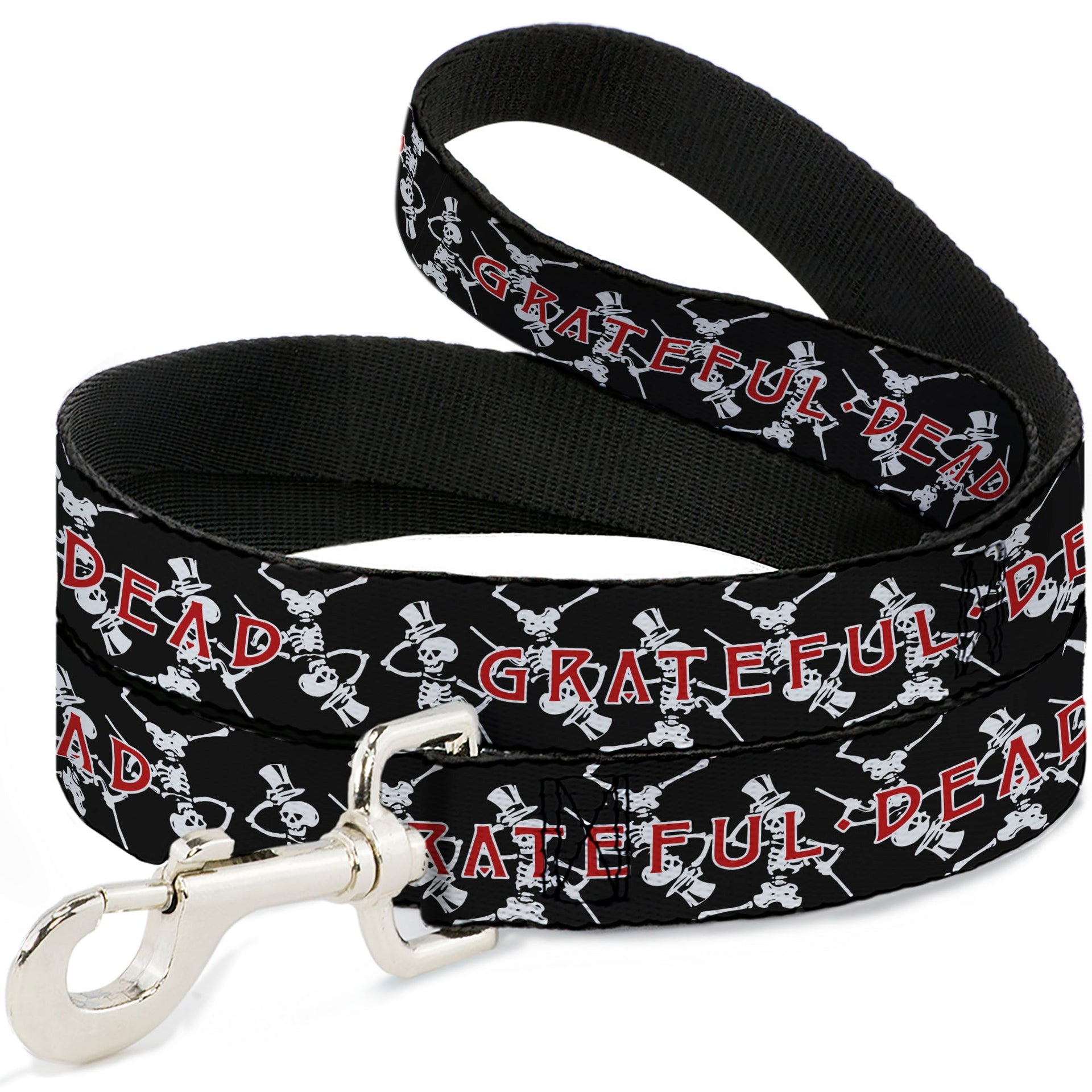 Grateful Dead Dog Leash | Black Text + Dancing Skeletons