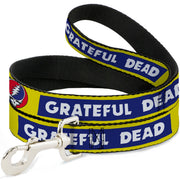 Grateful Dead Dog Leash | Blue/Yellow Text + Steal Your Face