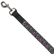 Grateful Dead Dog Leash | Gray + Color Steal Your Face Stacked