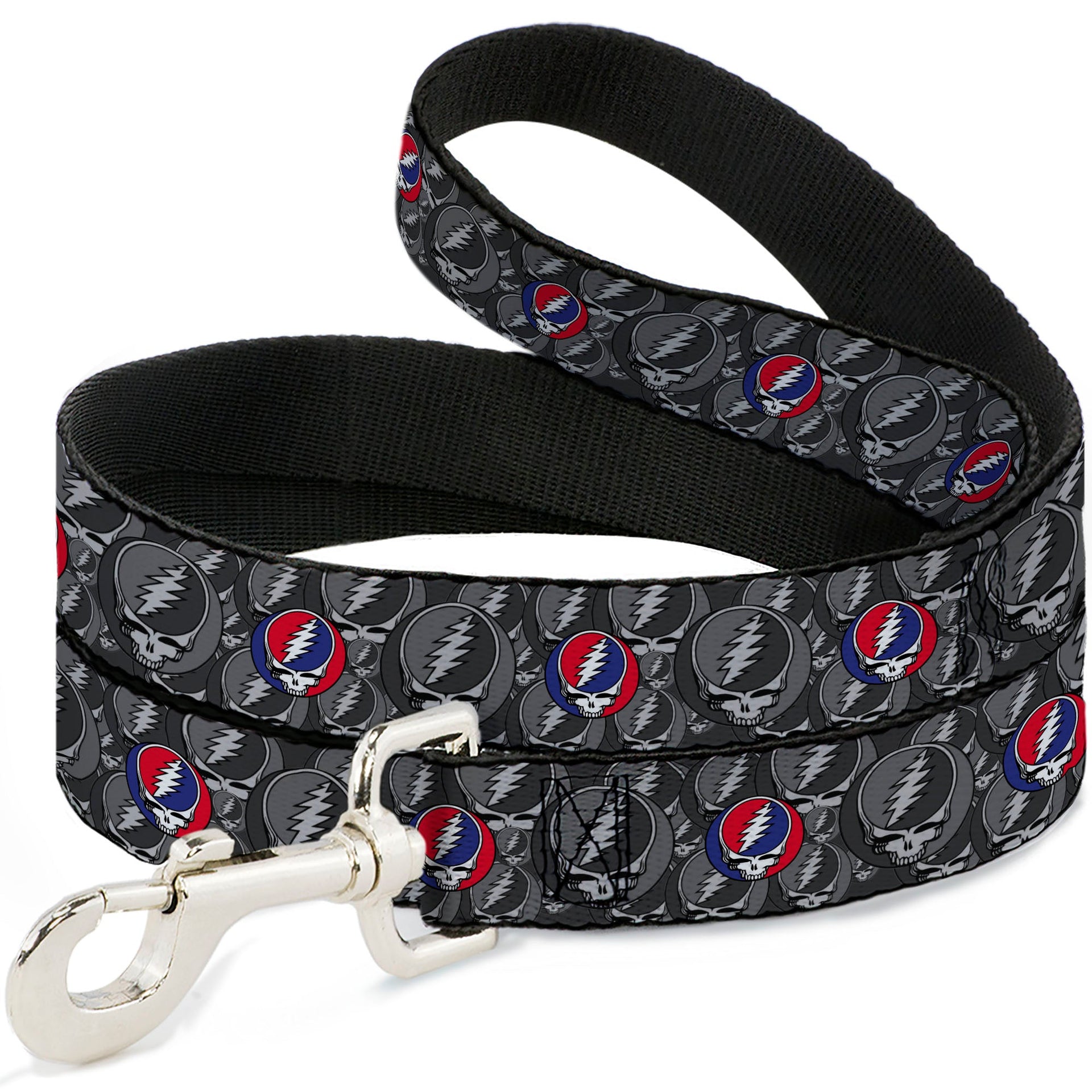 Grateful Dead Dog Leash | Gray + Color Steal Your Face Stacked