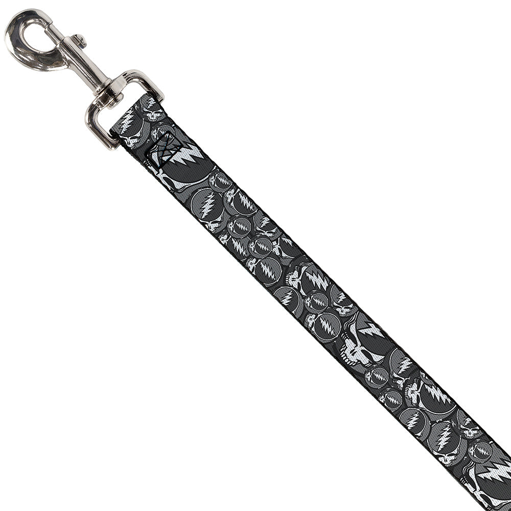 Grateful Dead Dog Leash | Gray Steal Your Face Stacked