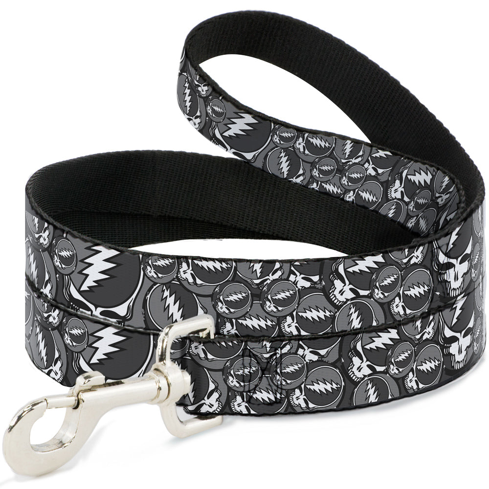 Grateful Dead Dog Leash | Gray Steal Your Face Stacked