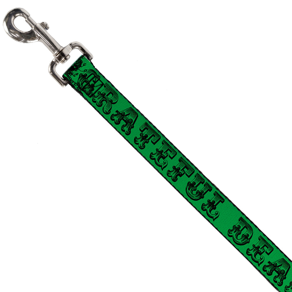 Grateful Dead Dog Leash | Green/Black Text + Skull & Roses