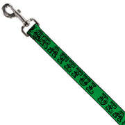 Grateful Dead Dog Leash | Green/Black Text + Skull & Roses
