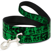 Grateful Dead Dog Leash | Green/Black Text + Skull & Roses