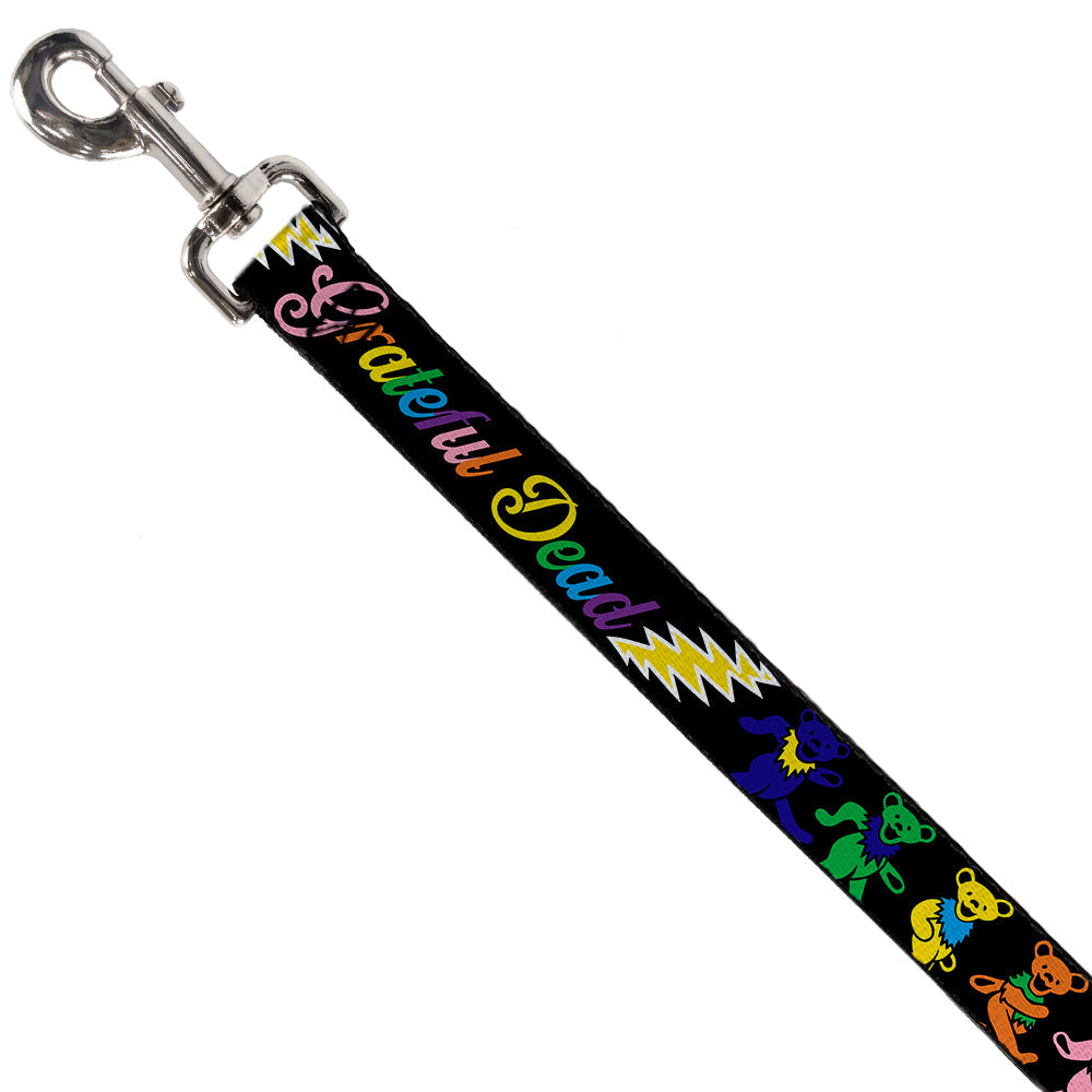 Grateful Dead Dog Leash | Rainbow Script Text with Dancing Bears + Skeletons