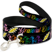 Grateful Dead Dog Leash | Rainbow Script Text with Dancing Bears + Skeletons