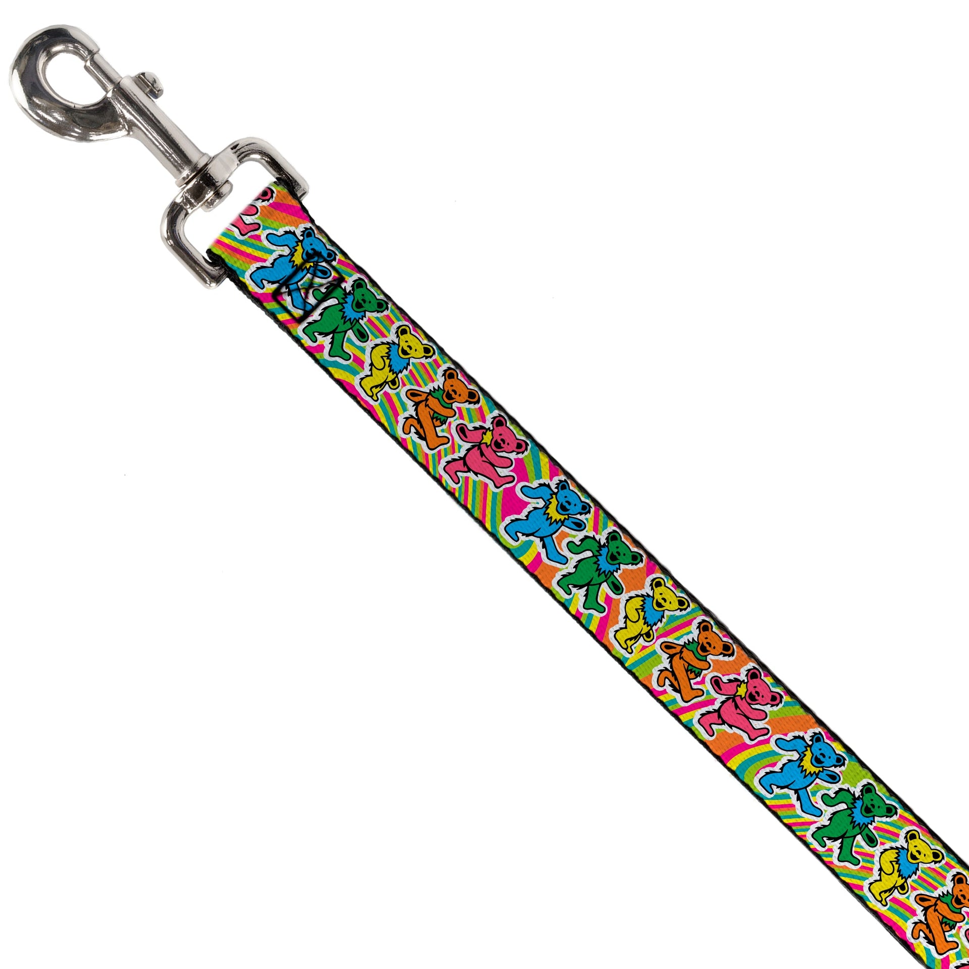 Grateful Dead Dog Leash | Rainbow Tie Dye Swirl Dancing Bears
