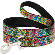 Grateful Dead Dog Leash | Rainbow Tie Dye Swirl Dancing Bears