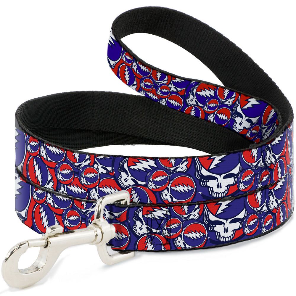 Grateful Dead Dog Leash | Steal Your Face Stacked (Deep Blue)