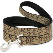 Grateful Dead Dog Leash | Tan/Black Dancing Bears
