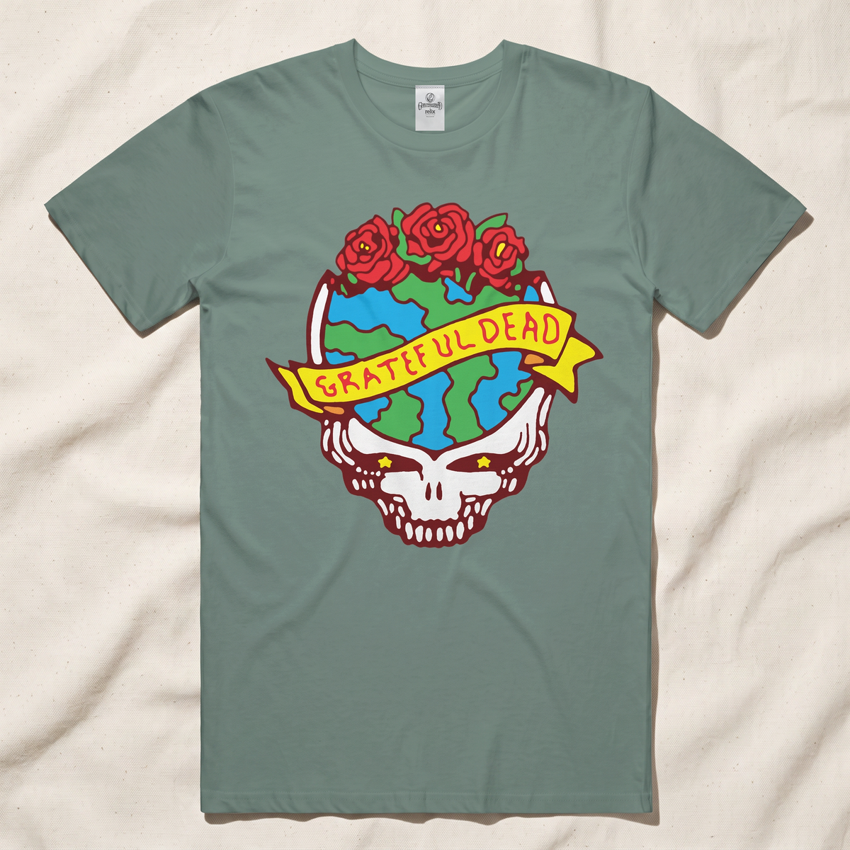 Grateful Dead Earth Roses Stealie Tee - Light Green