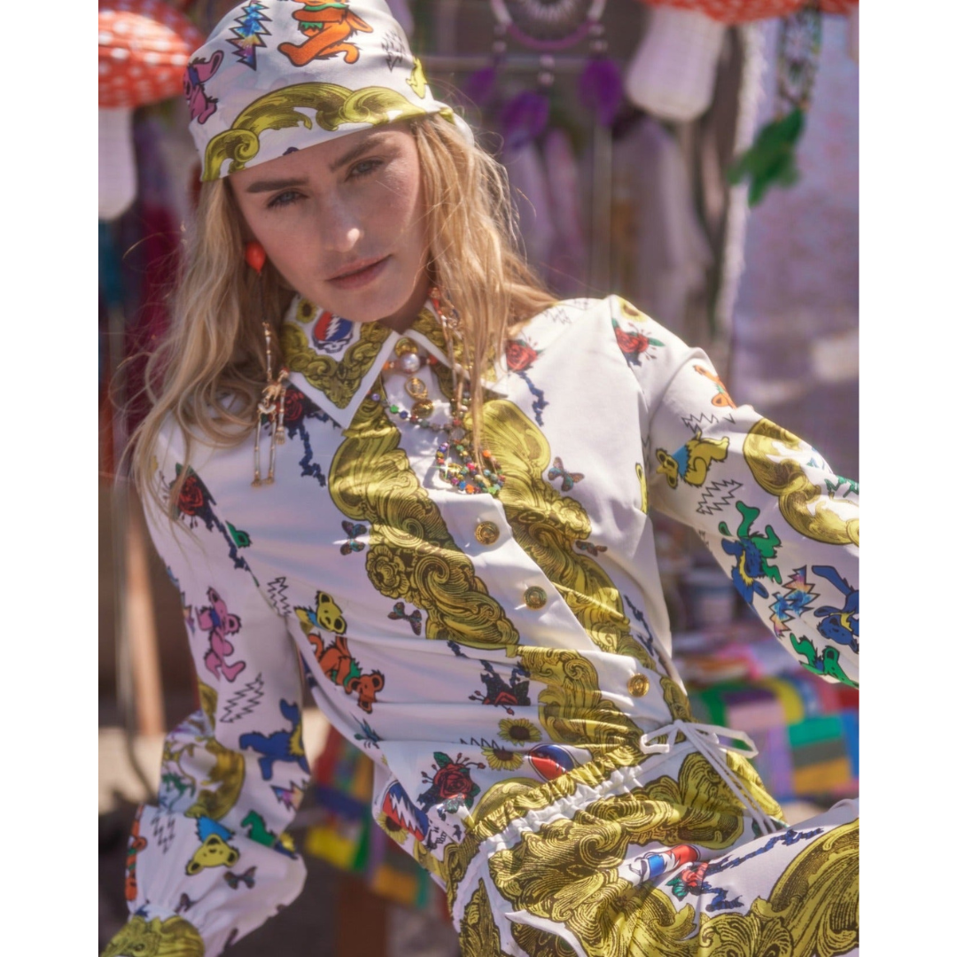 Grateful Dead Fabulous Button Down Scarf Blouse