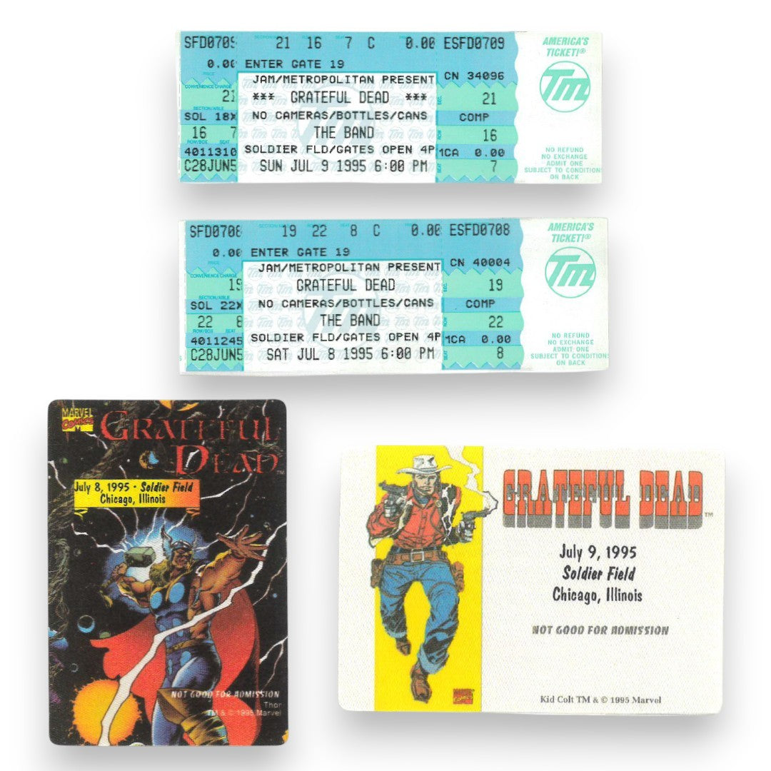 Grateful Dead – Final Show Ticket & Backstage Pass Set (Soldier Field, Chicago, IL – July 8–9, 1995)