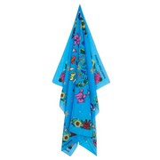 Grateful Dead Floral Large Cotton/Silk Scarf - Turquoise