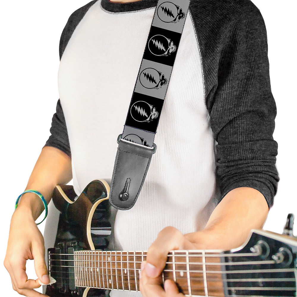 Grateful Dead Guitar Strap | Black/White Steal Your Face Blocks