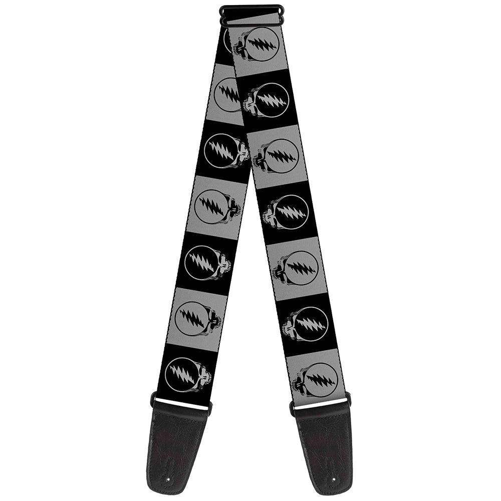 Grateful Dead Guitar Strap | Black/White Steal Your Face Blocks