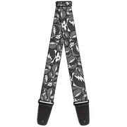 Grateful Dead Guitar Strap | Gray Steal Your Face Stacked