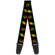 Grateful Dead Guitar Strap | Rasta Steal Your Face & Lightning Bolts