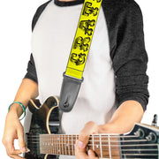 Grateful Dead Guitar Strap | Yellow/Black Text + Skull & Roses