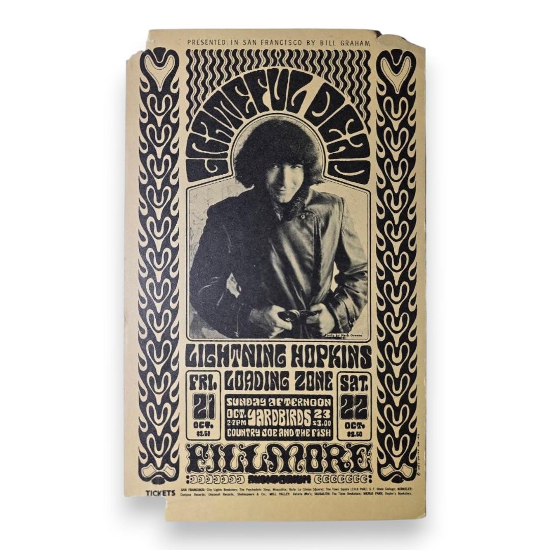 Grateful Dead, Lightnin’ Hopkins, The Yardbirds, Country Joe & The Fish – The Fillmore, San Francisco (Oct 21–22, 1966) by Wes Wilson & Herb Greene (Postcard, Poor Condition)