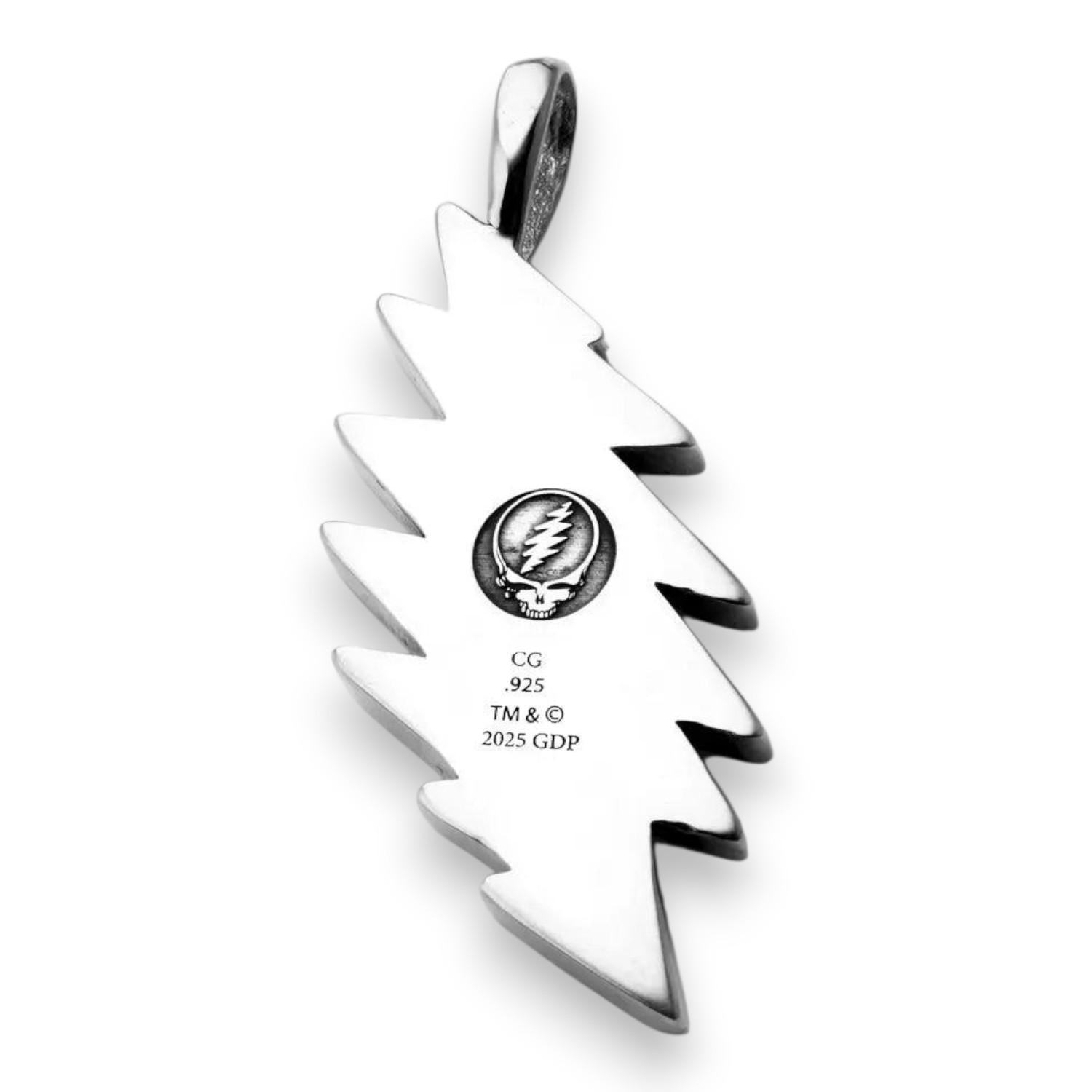 Grateful Dead Lightning Bolt Celtic Knot Sterling Silver Charm Woven Leather Necklace - Detail