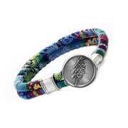 Grateful Dead Lightning Bolt Sterling Silver Cloth Rope Bracelet