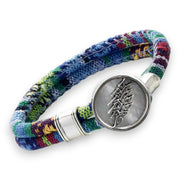 Grateful Dead Lightning Bolt Sterling Silver Cloth Rope Bracelet - Front