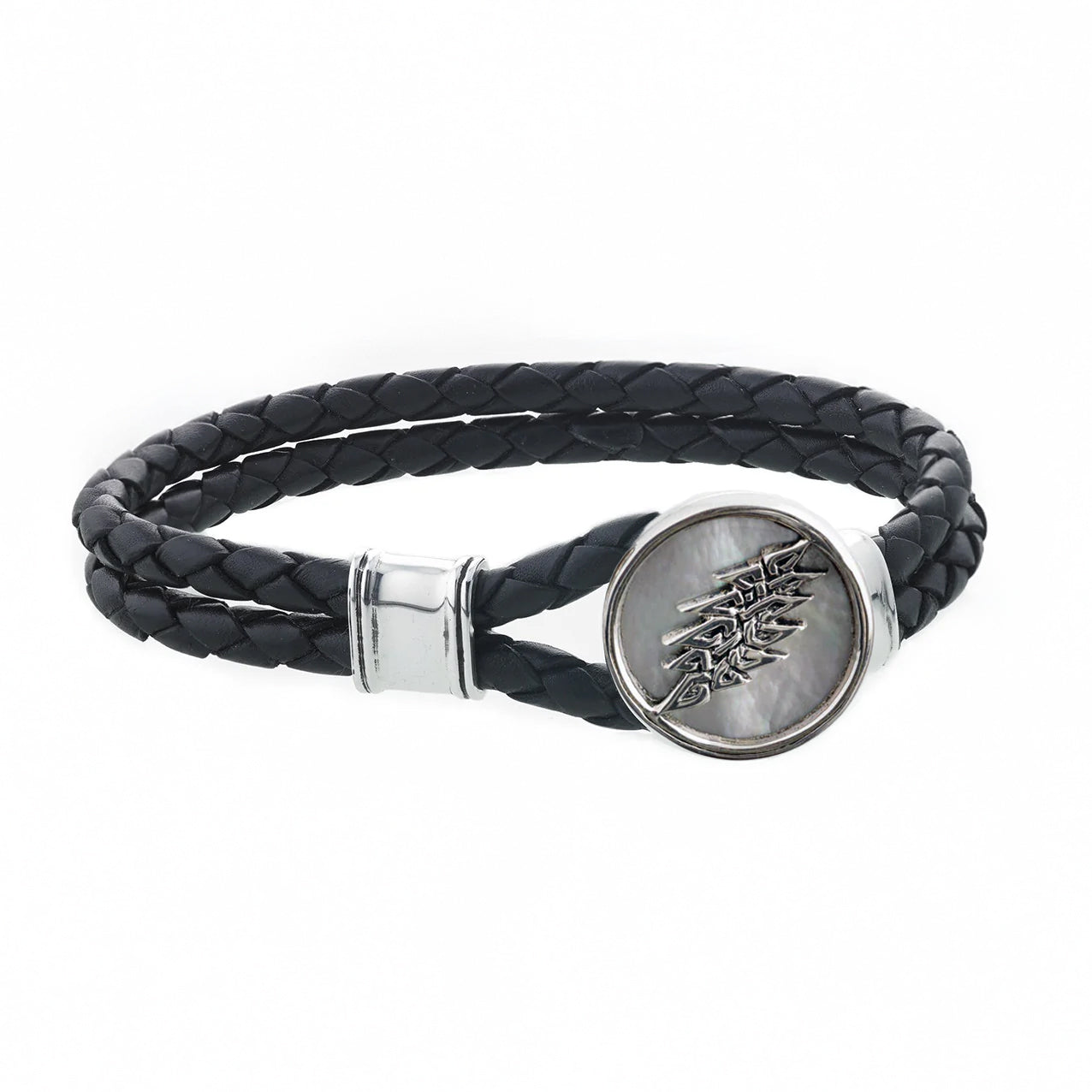 Grateful Dead Lightning Bolt Sterling Silver Leather Bracelet