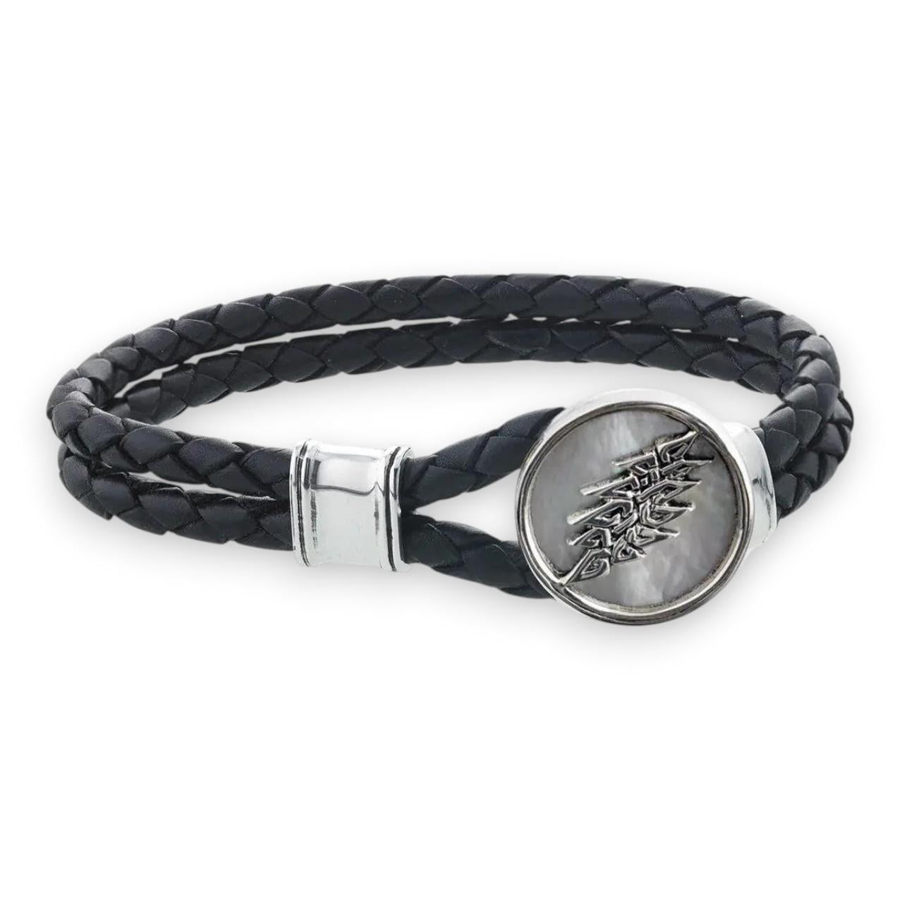 Grateful Dead Lightning Bolt Sterling Silver Leather Bracelet - Back