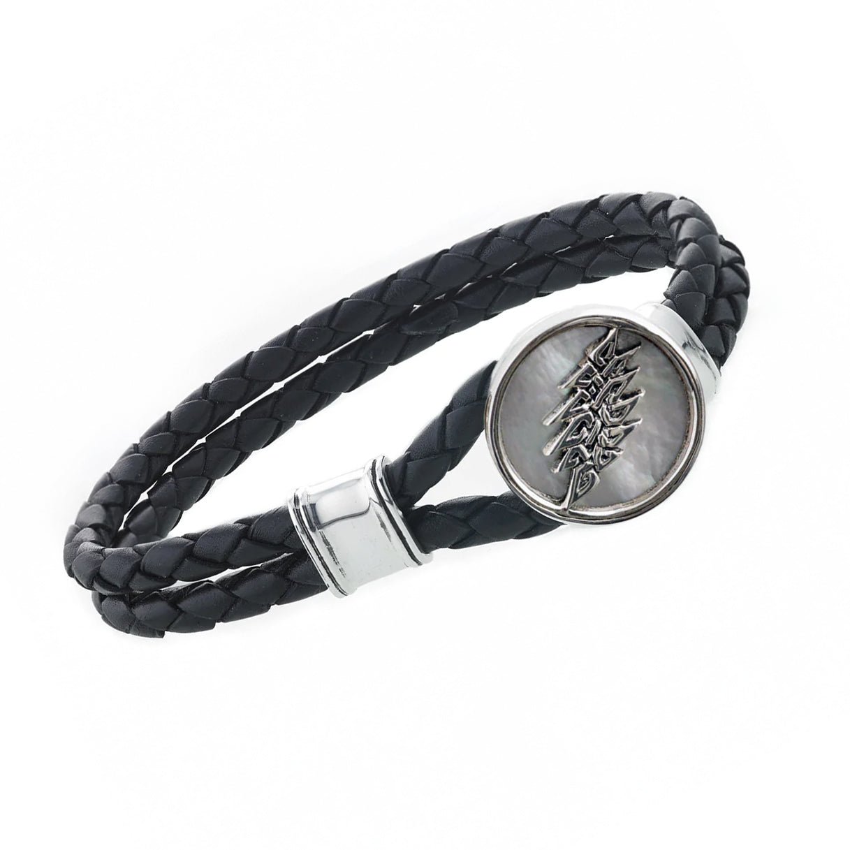 Grateful Dead Lightning Bolt Sterling Silver Leather Bracelet