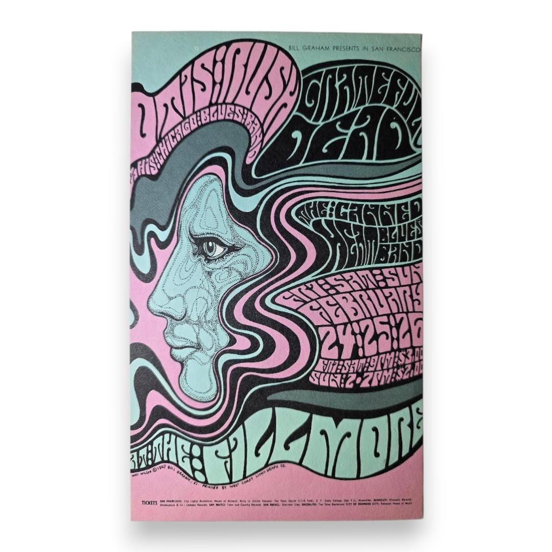 Grateful Dead, Otis Rush Chicago Blues Band, The Canned Heat Blues Band – The Fillmore, San Francisco (Feb 24, 1967) by Wes Wilson (Postcard)