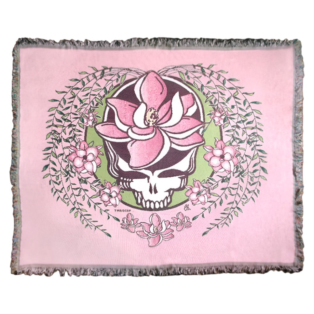 Grateful Dead Pink Sugar Magnolia Steal Your Face Woven Cotton Blanket